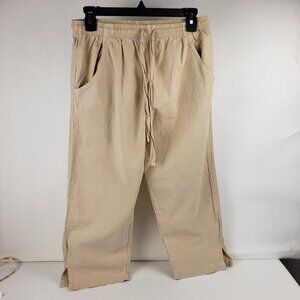 Ragtop S Tan Capris Pull On Adjustable Elastic Waist Pockets Womens Drawstring